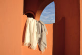 Travel Blanket "Light Companion" of cashmere and merino "Color Blocks Grey White"