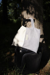 Travel Blanket "Light Companion" of cashmere and merino "Color Blocks Grey White"
