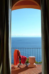 Travel Blanket "Light Companion" of cashmere and merino "Color Blocks Pink Orange"