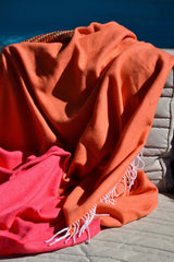 Travel Blanket "Light Companion" of cashmere and merino "Color Blocks Pink Orange"