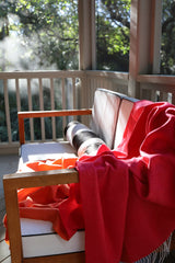 Travel Blanket "Light Companion" of cashmere and merino "Color Blocks Pink Orange"