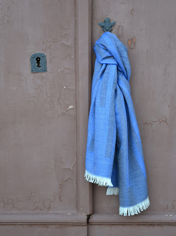 Schal aus Merino "The Stripes Cobalt"