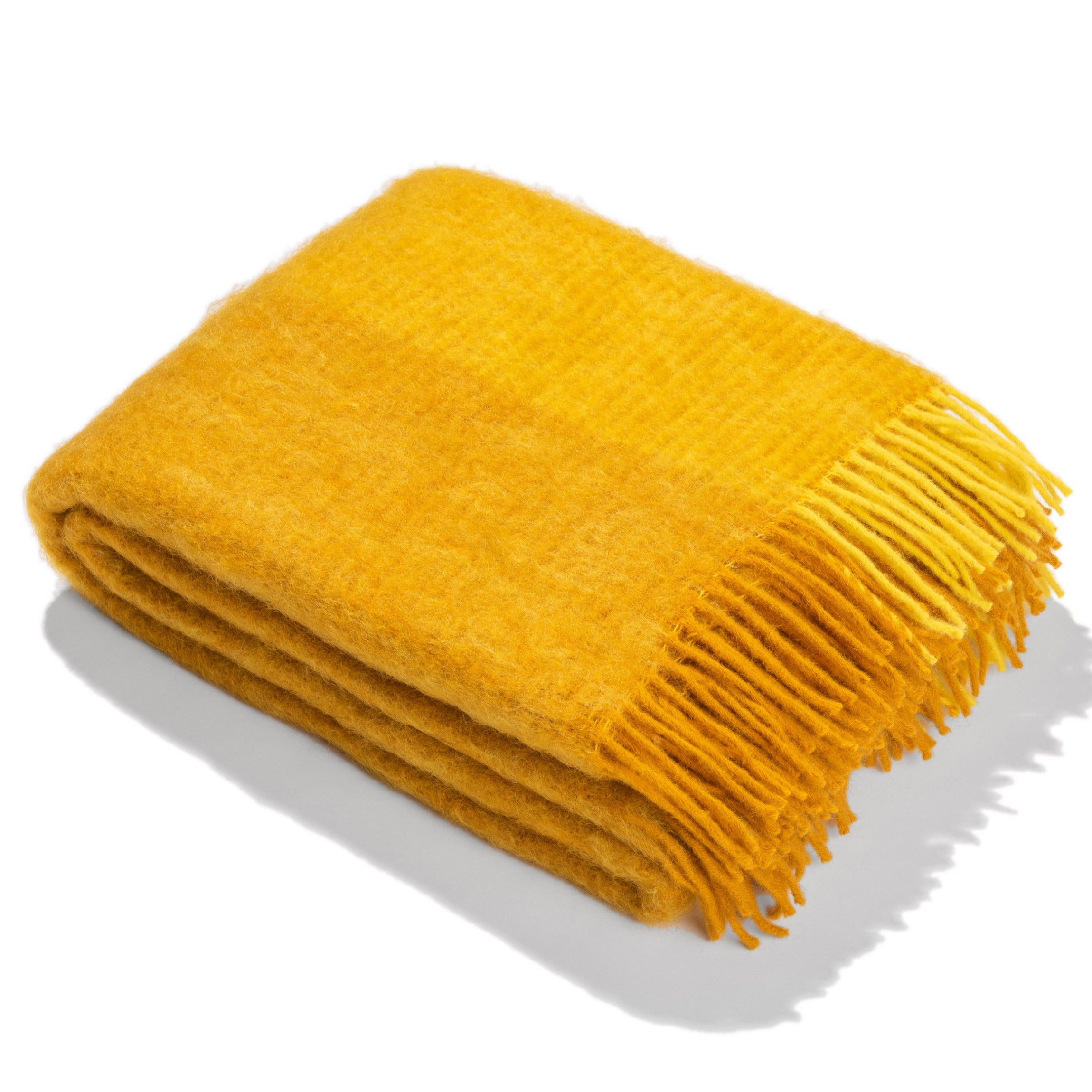 Mohair blanket and wool blanket in yellow made of mohair and wool