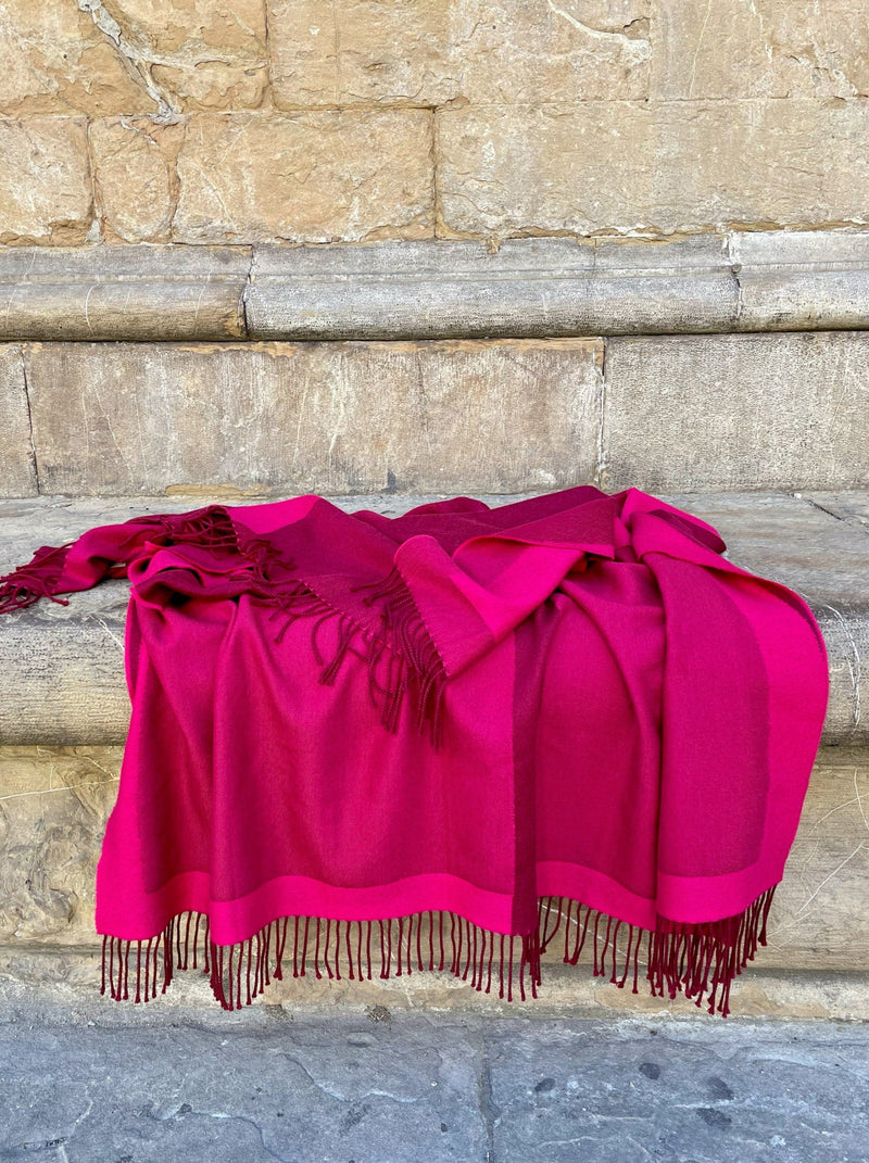 Scarf / Travel Blanket of extra fine merino "Sunset Pink" 